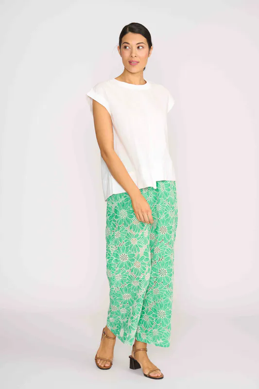 Model wearing White Cut Of Your Rib Top By Foil Available at Beetees Nelson