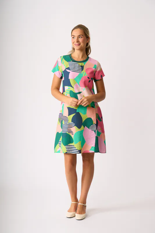 Model wearing Summer Vibes A-line Dress By Foil Available at Beetees Nelson