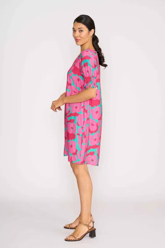 Model wearing Artful Dress - Shirr The Cuff By Foil Available at Beetees Nelson