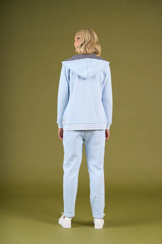 Model wearing Ice Dustan Zip Sweat By Charlie Jane Available at Beetees NelsonModel wearing Ice Dustan Zip Sweat By Charlie Jane Available at Beetees Nelson