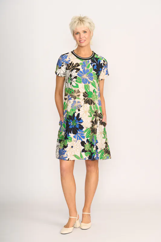 Model wearing Floral Delight A Line Dress By Foil Available at Beetees Nelson