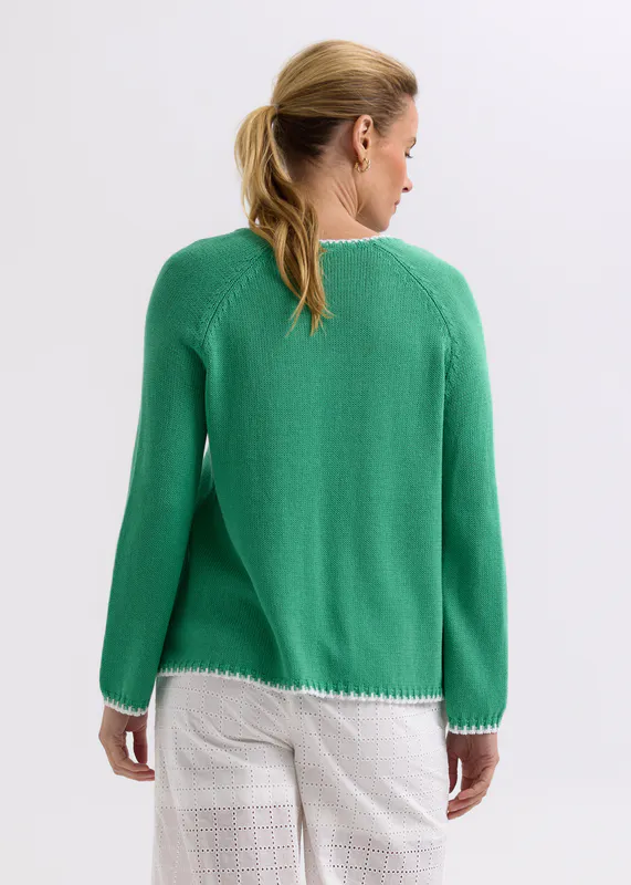 Model wearing Apple Hand Work Trim A-Line Top By Zaket & Plover Available at Beetees Nelson