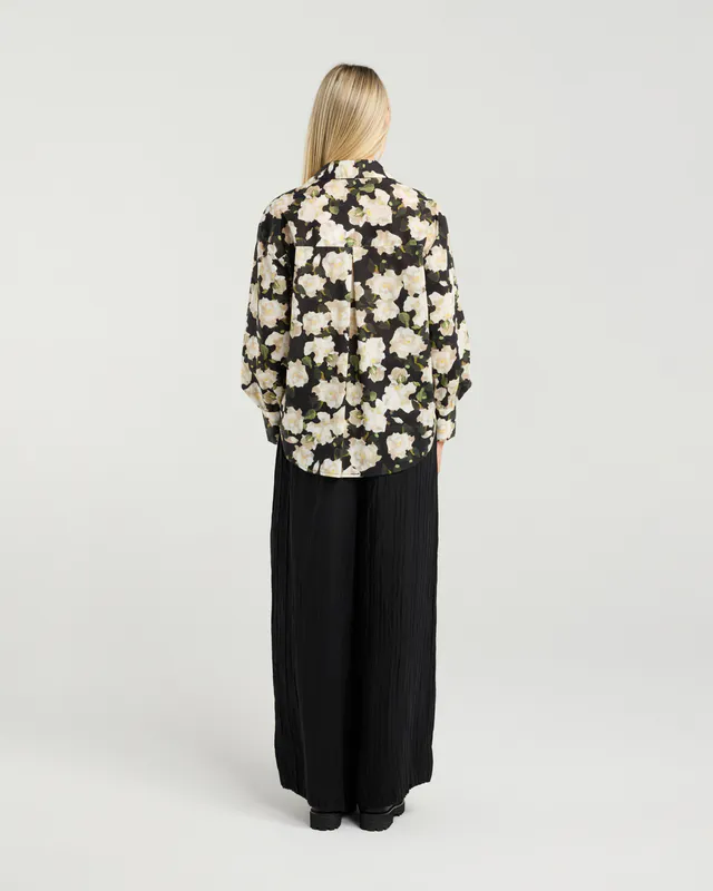 Model wearing Midnight Meadow Margo Shirt By Et Alia Available at Beetees Nelson