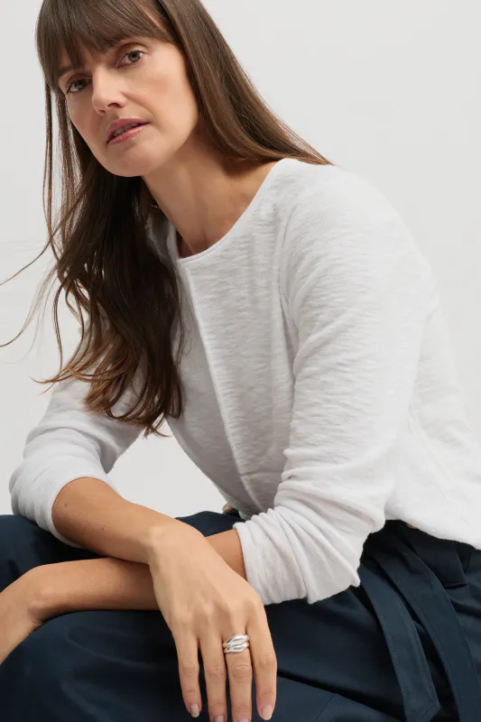 Model wearing White Ensemble Knit By Yarra Trail Available at Beetees Nelson