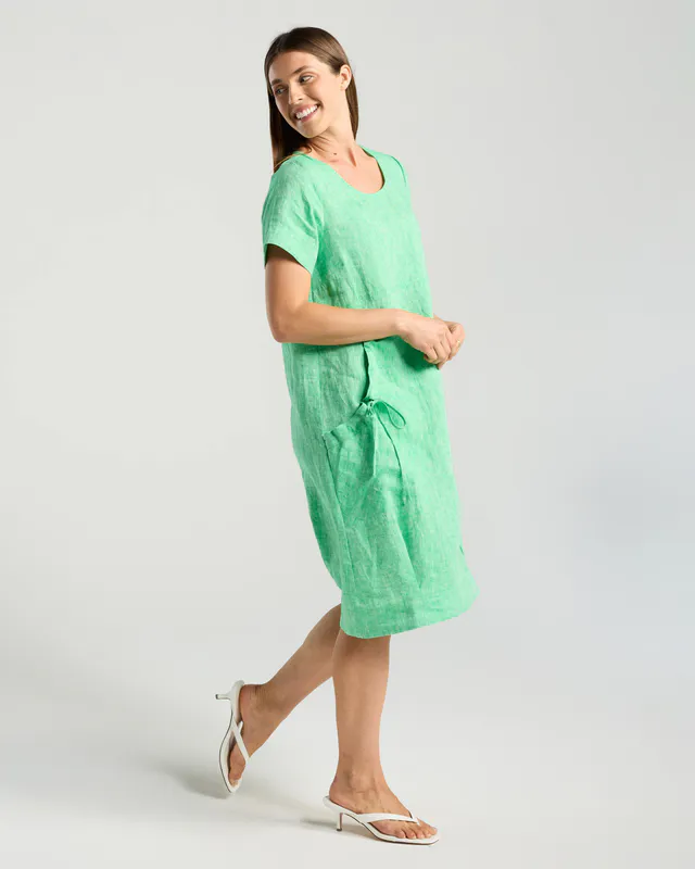 Model wearing Chocolate Sabina Bubble Hem Cd Dress By Blackstone Available at Beetees Nelson
