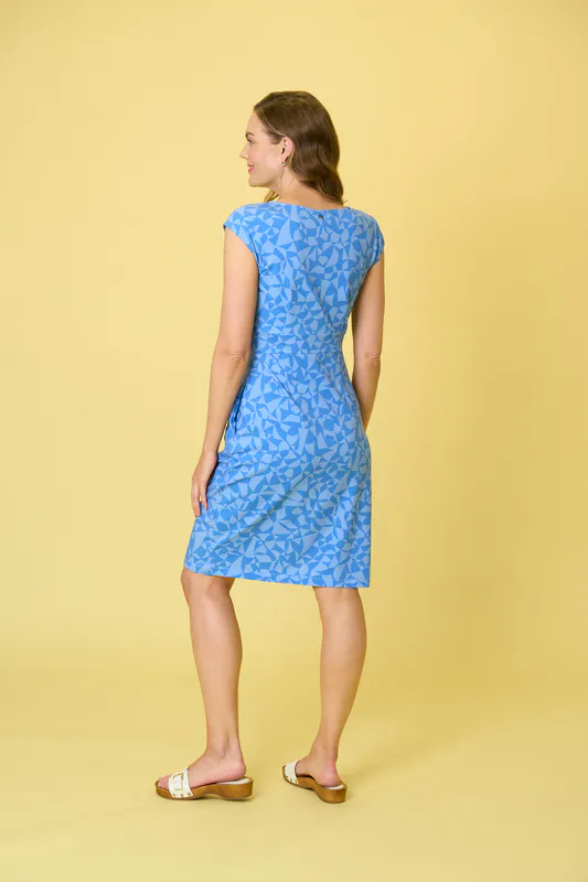 Model wearing Geo Mash Lancaster Dress By Charlie Jane Available at Beetees Nelson