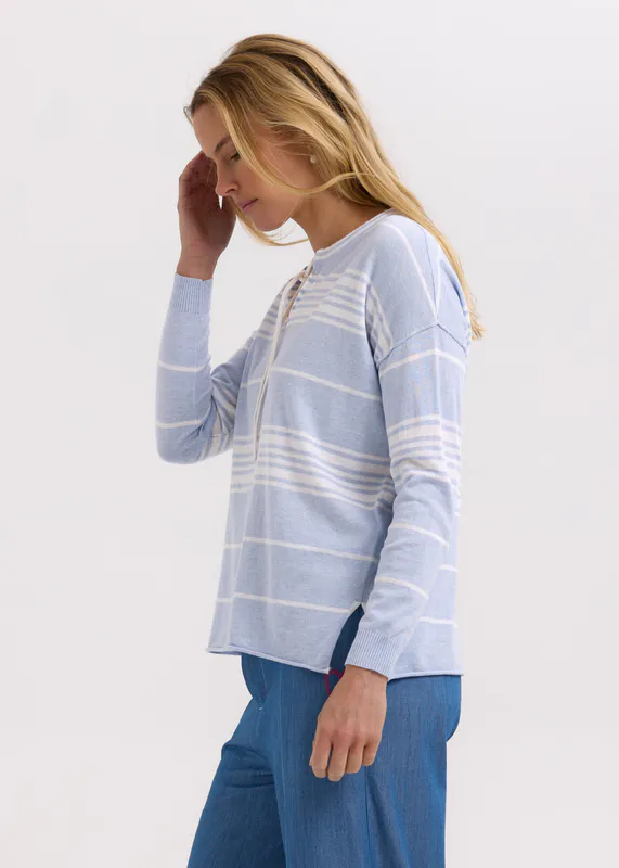 Model wearing Powder Beach Bum Jumper By Zaket & Plover Available at Beetees Nelson