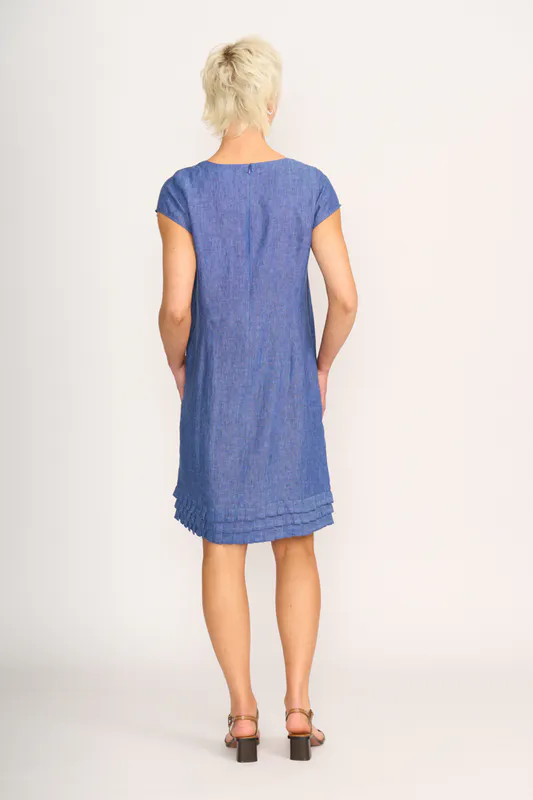 Model wearing Denim Dress - Pleat Dreams By Foil Available at Beetees Nelson