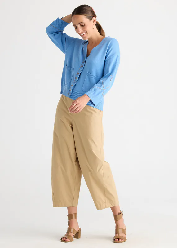 Model wearing Bluebell Sweet Heart Cardi By Zaket & Plover Available at Beetees Nelson