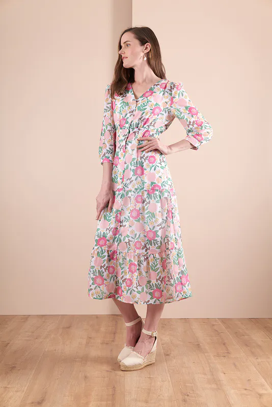 Model wearing Garden Dream coloured Dress - Romantic Tiers By Memo at Beetees Nelson
