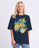 Model wearing Blue Lemoncello Tee By Elm Available at Beetees Nelson