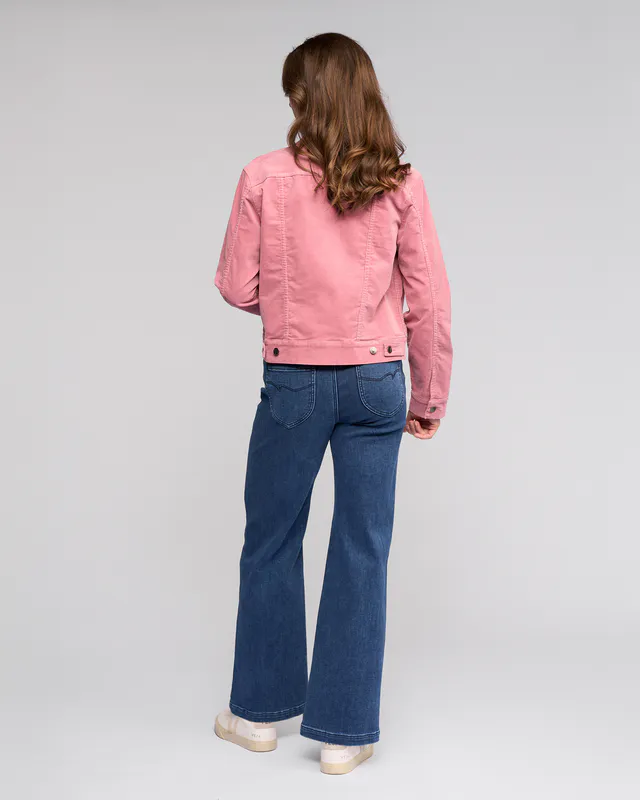 Model wearing Dusky Pink Core Cord Jacket By Vassalli Available at Beetees Nelson