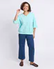 Model wearing Mint Mazie Vee Neck By Elm Available at Beetees Nelson