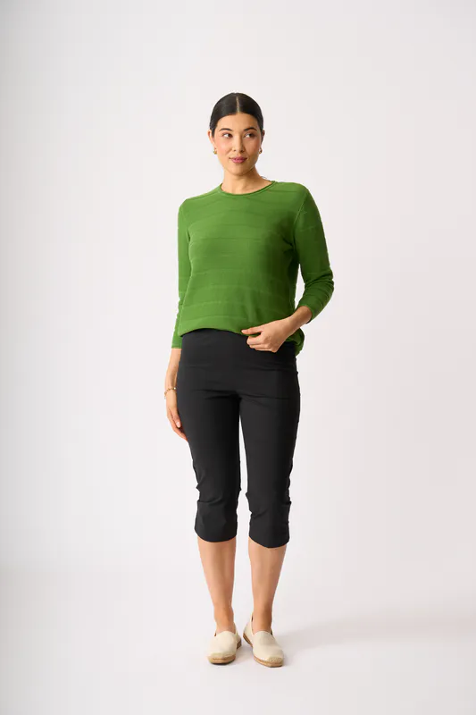 Model wearing Black Pant - 3/4 By Esplanade Available at Beetees Nelson