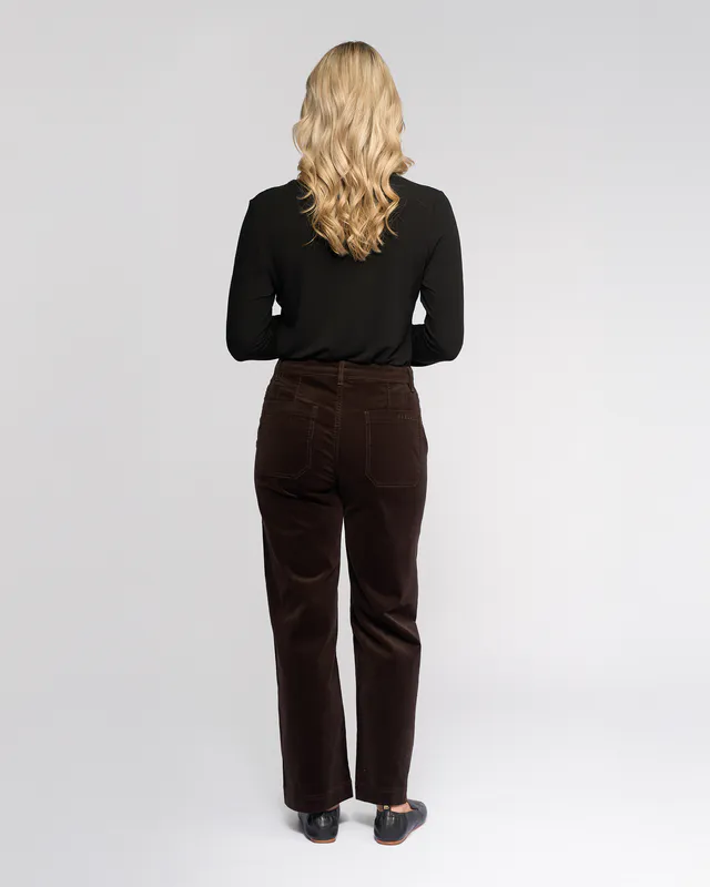 Model wearing Walnut Market Cord Pant By Vassalli Available at Beetees Nelson