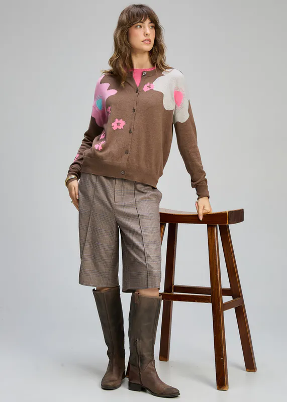 Model wearing Bark Petal Play Cardi By Zaket & Plover Available at Beetees Nelson
