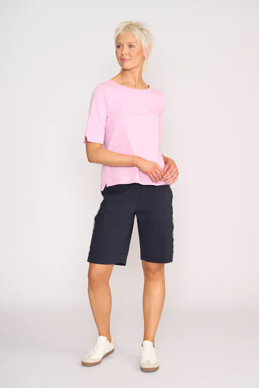 Model wearing Rose Tee - Wide Neck, Elbow Sleeve By Esplanade Available at Beetees Nelson