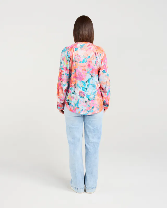 Model wearing Paintbrust Eleanor Top By Seduce Available at Beetees Nelson