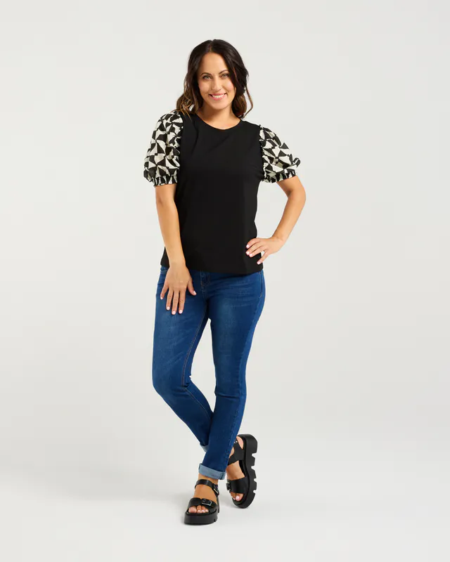 Model wearing Windmill Amelia Top By Zafina Available at Beetees Nelson