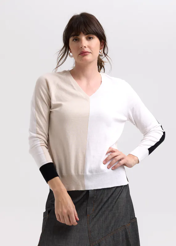 Model wearing Canvas Split Jumper By Zaket & Plover Available at Beetees Nelson