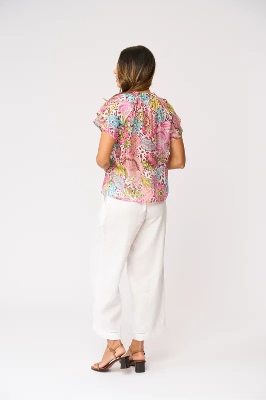 Model wearing Bohemia Wild About Top By Foil Available at Beetees Nelson