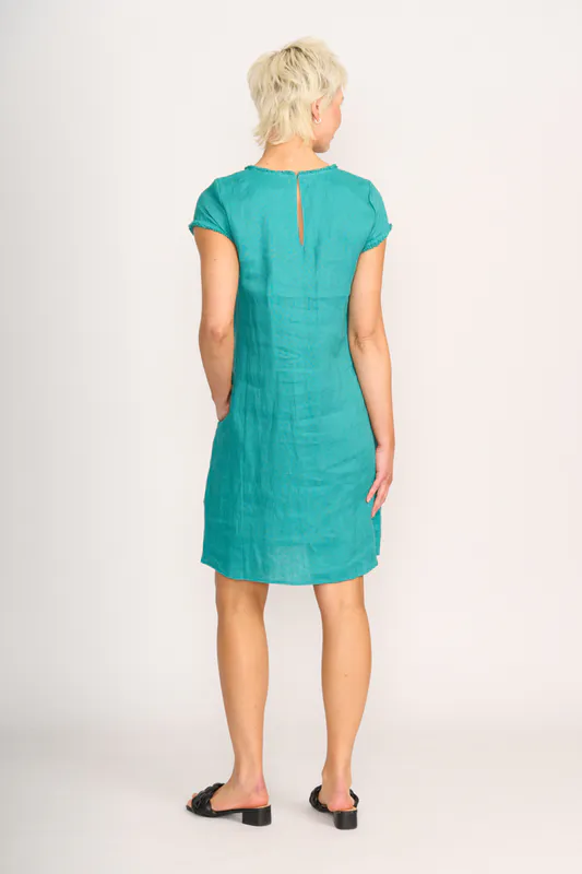 Model wearing Aquatic Dress - Fringe, Scoop Neck By Foil Available at Beetees Nelson