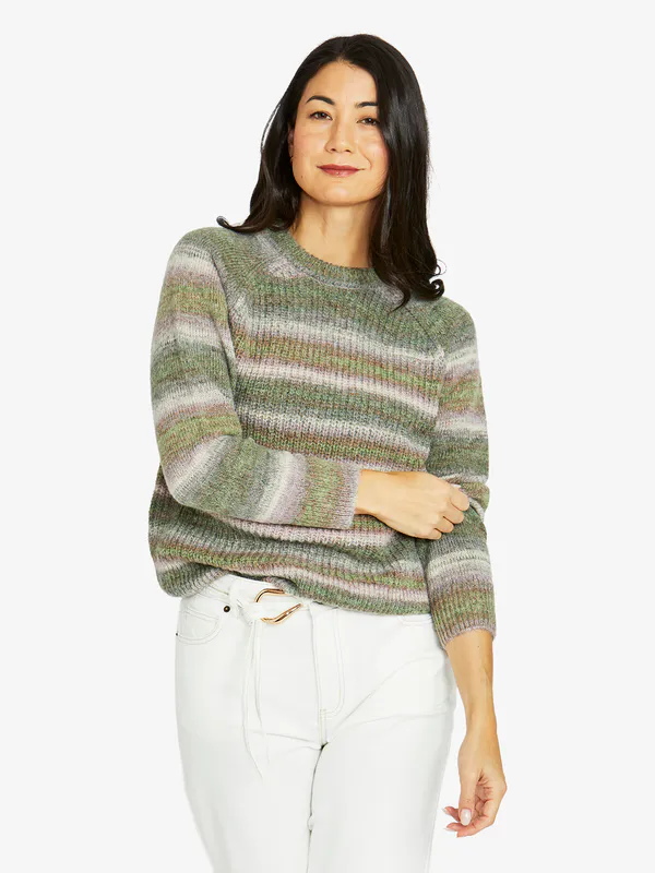 Model wearing Forest Space Dye Pullover By Jump Available at Beetees Nelson