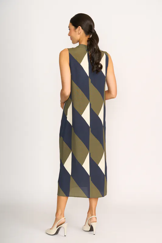 Model wearing Geo Side Split Dress By Foil Available at Beetees Nelson