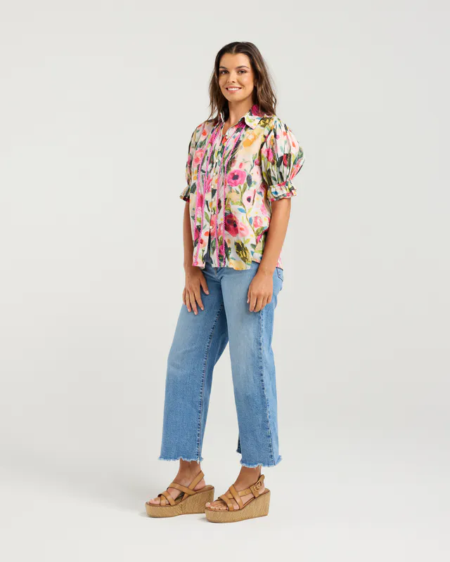 Model wearing Prime Rose Bossa Top By NMBR Rose Available at Beetees Nelson