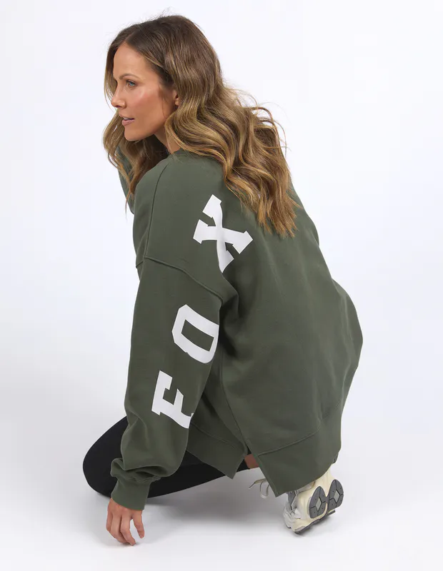 Model wearing Khaki Interval Crew By Foxwood Available at Beetees Nelson