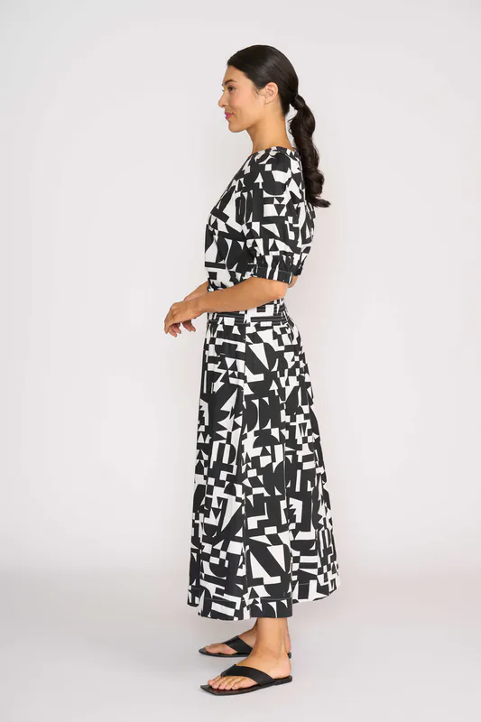 Model wearing Abstract Top - Swing, Volume Sleeve By Foil Available at Beetees Nelson