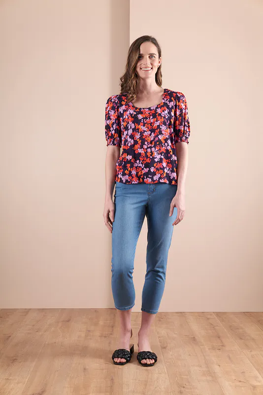 Model wearing Blur coloured Top - Garden Party By Foil available at Beetees Nelson