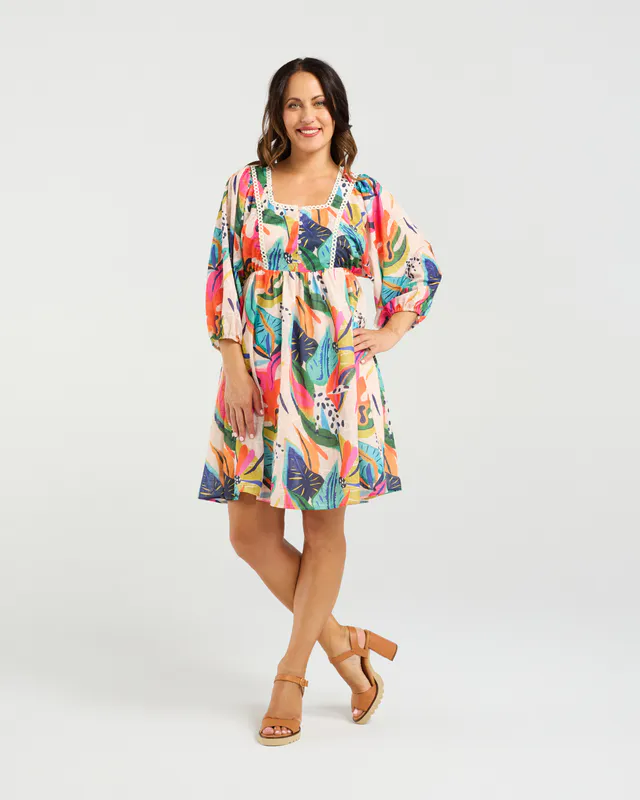 Model wearing Vivid Yasmin Dress By Zafina Available at Beetees Nelson