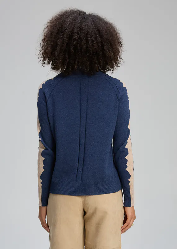 Model wearing Denim Graphic Neck Cord By Zaket & Plover Available at Beetees Nelson