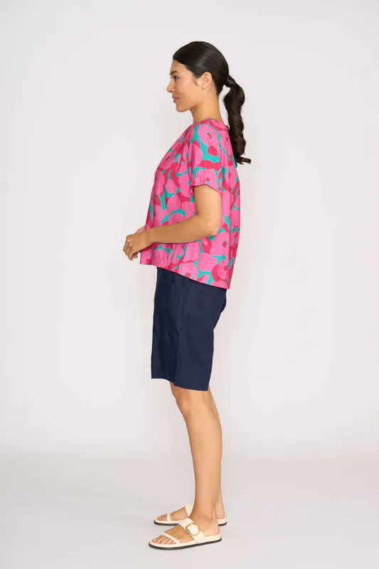 Model wearing Copper Spot Pleat Neck Top By Foil Available at Beetees Nelson