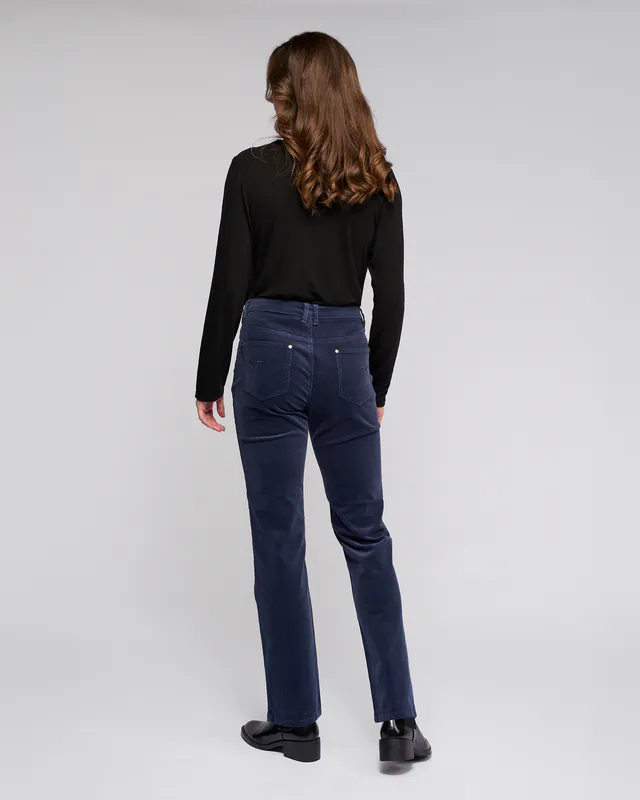 Model wearing Slate Arch Cord Pant By Vassalli Available at Beetees Nelson