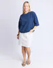 Model wearing Blue Mazie Sweat By Elm available at Beetees Nelson