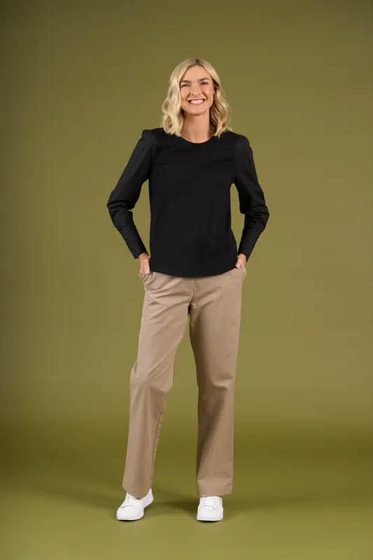 Model wearing Black Thornbury Top By Charlie Jane Available at Beetees Nelson