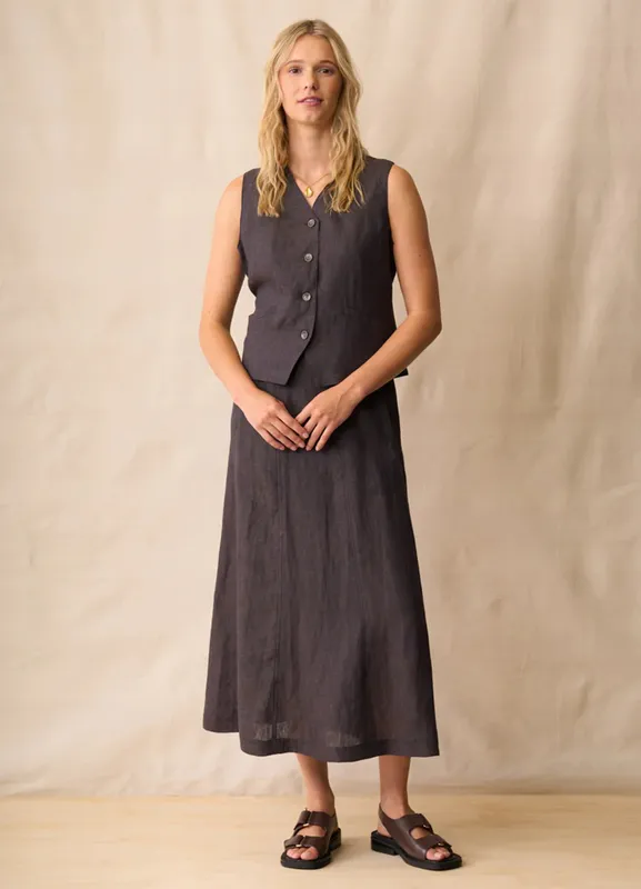 Model wearing Hazel Happer Vest By Neris Available at Beetees Nelson