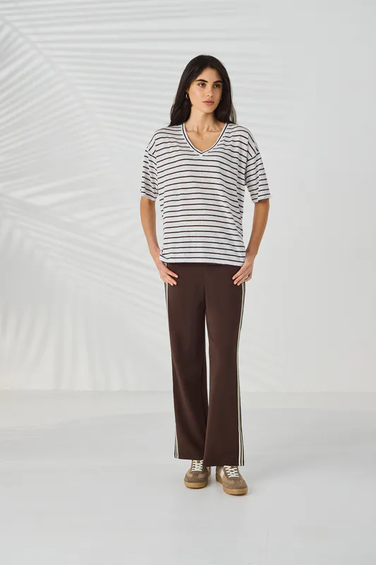 Model wearing Cocoa Holt Pant By Lania Available at Beetees Nelson