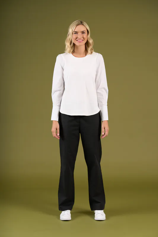 Model wearing White Thornbury Top By Charlie Jane Available at Beetees Nelson