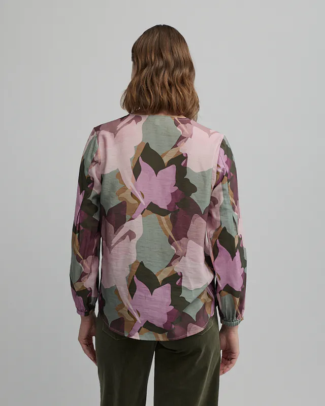 Model wearing Mystical Print Mystical Blouse By Yarra Trail Available at Beetees Nelson