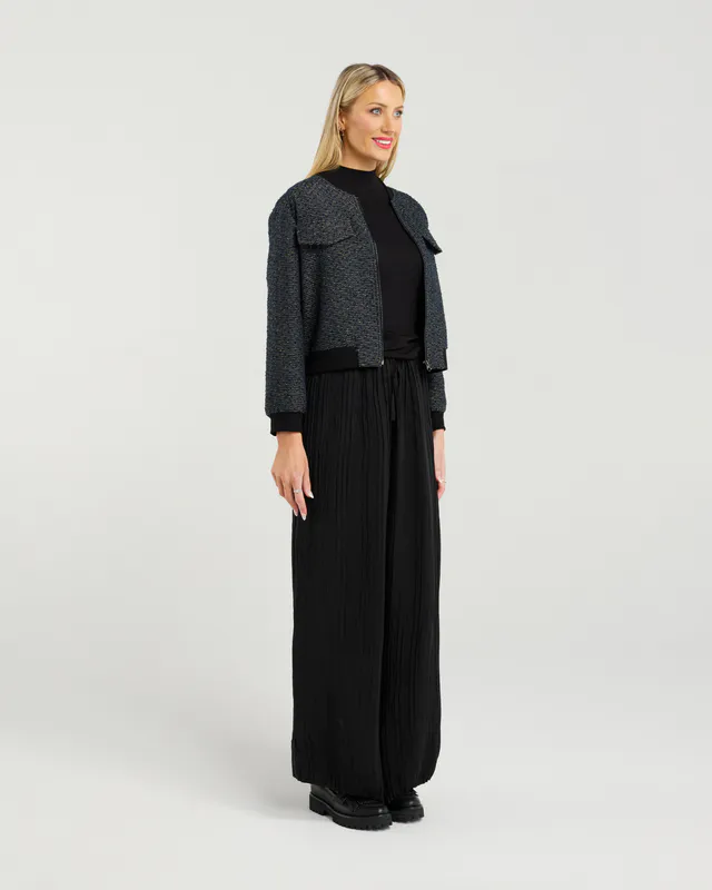 Model wearing Twilight Weave Benny Bomber By Et Alia Available at Beetees Nelson