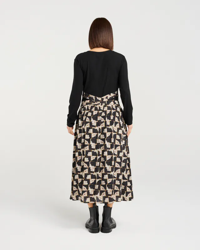 Model wearing Golden Grid Dellah Dress By Seduce Available at Beetees Nelson