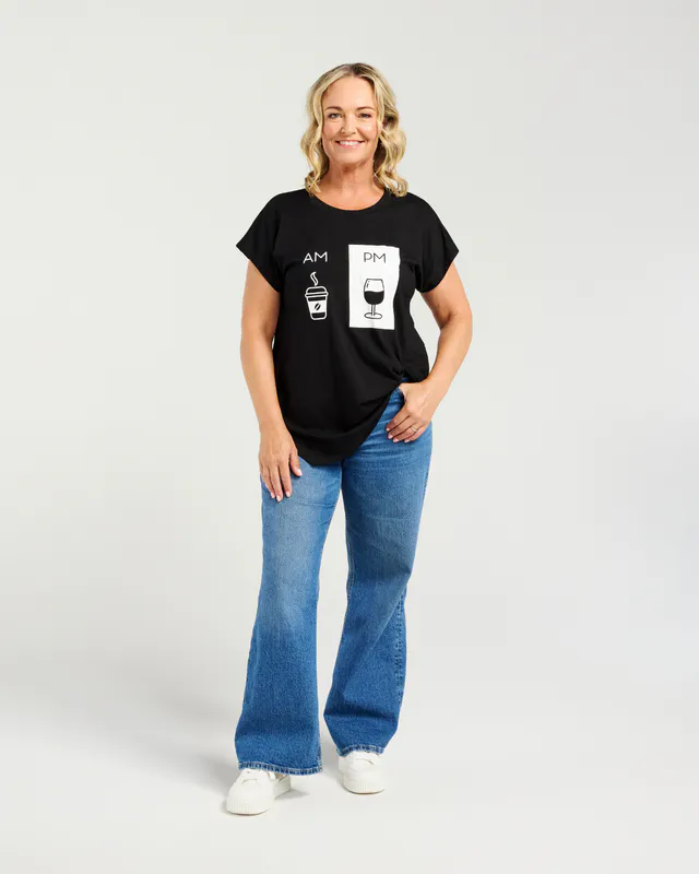 Model wearing Black Nora Top By Zafina Available at Beetees Nelson