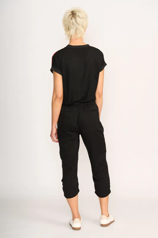 Model wearing Black Pant - Draped, Cuff Detail By Memo Available at Beetees Nelson