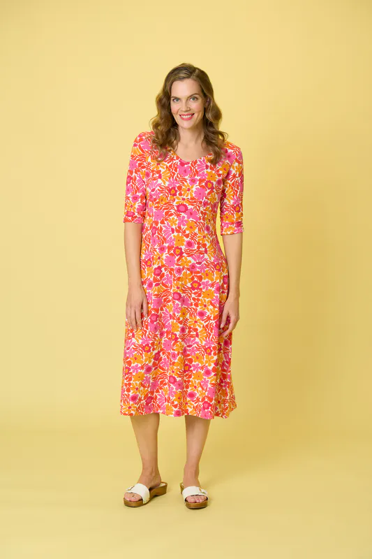 Model wearing Floral Dream Clifton Dress By Charlie Jane Available at Beetees Nelson