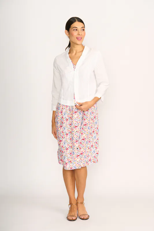 Model wearing Romantic Blooms Dress - Button Front, Drop Shoulder By Foil Available at Beetees Nelson