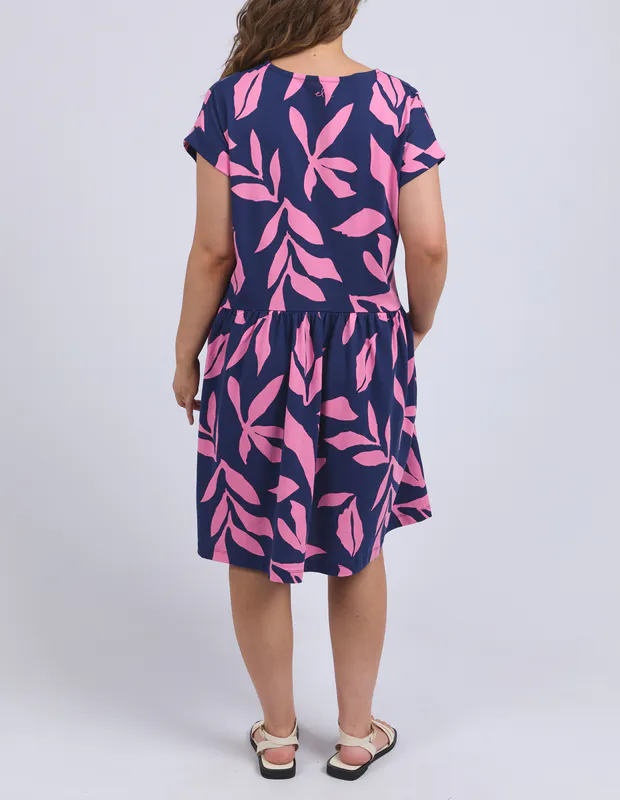 Model wearing Navy/Pink Mimosa Dress By Elm Available at Beetees Nelson