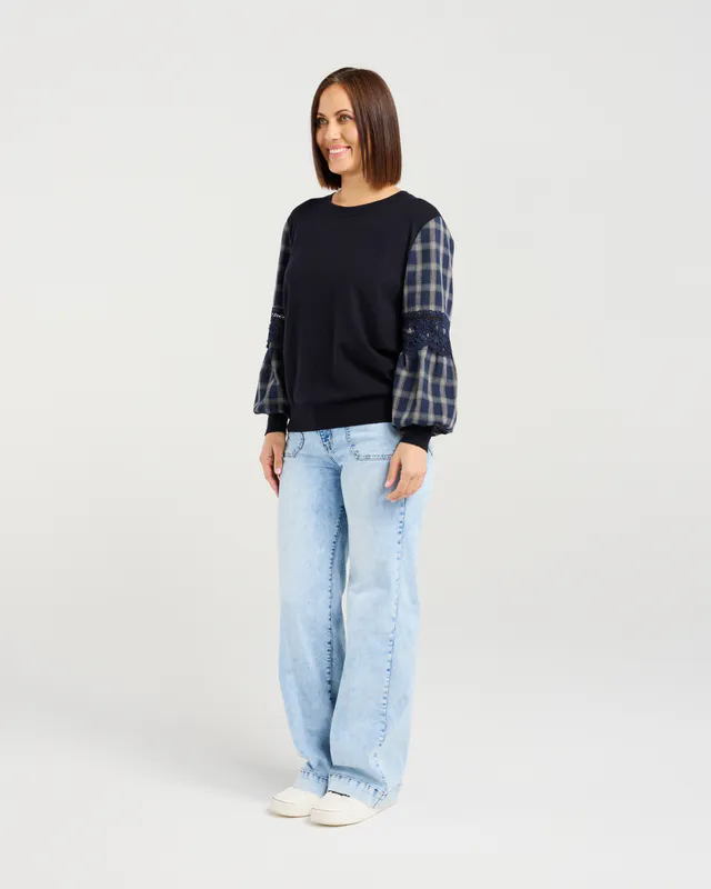 Model wearing Black/White Lilith Top By Zafina Available at Beetees Nelson